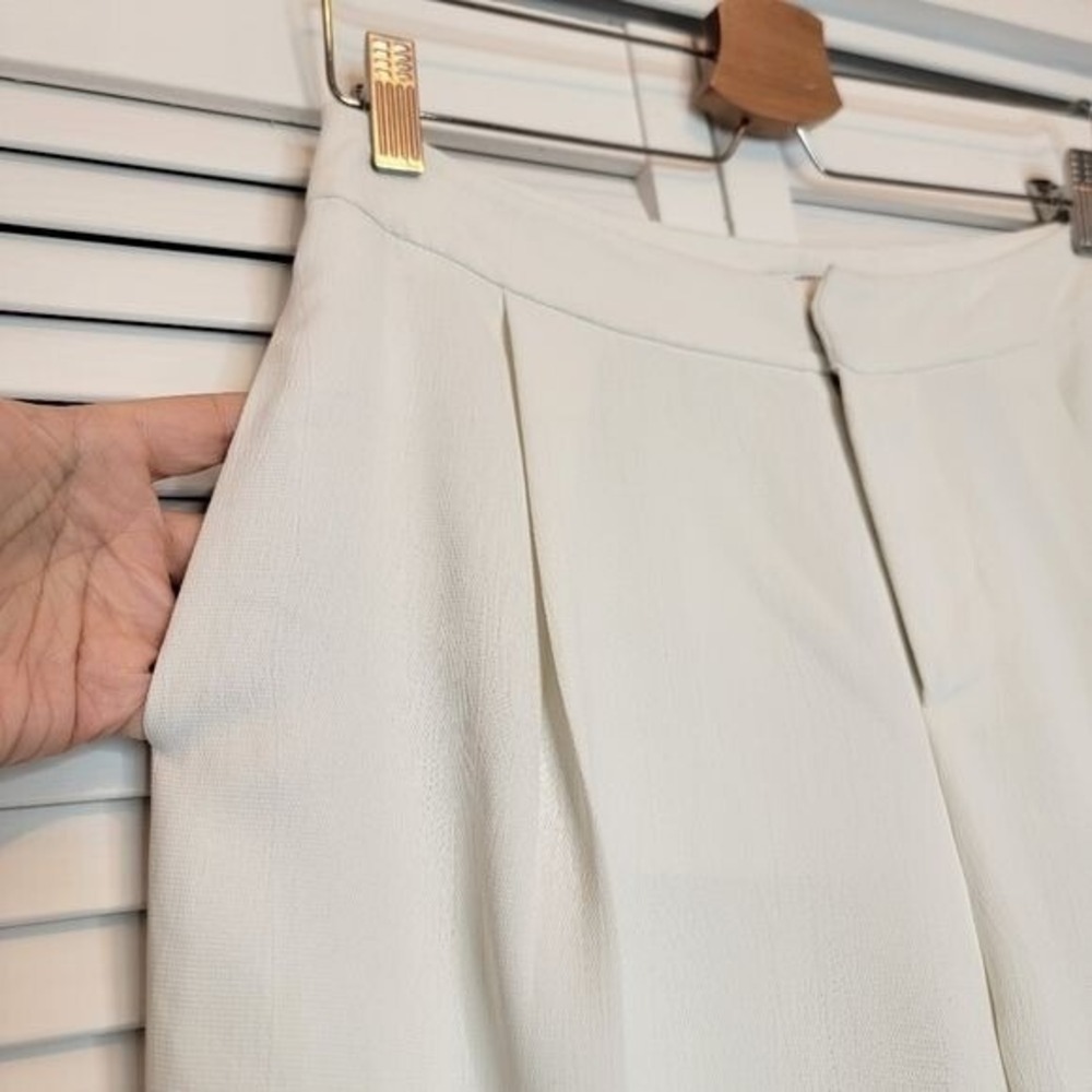 DEREK LAM 10 CROSBY White Trousers Wide Leg Pleated Women's 2 High Waist Preppy - Picture 5 of 15
